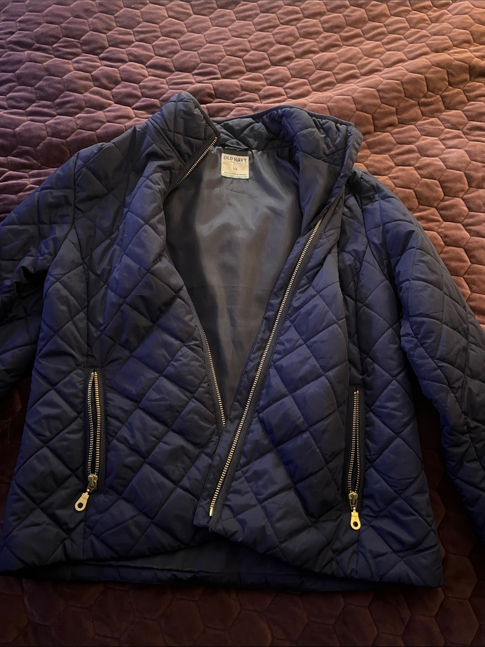 Old Navy Quilted Navy Puffer Jacket with Zip Pockets